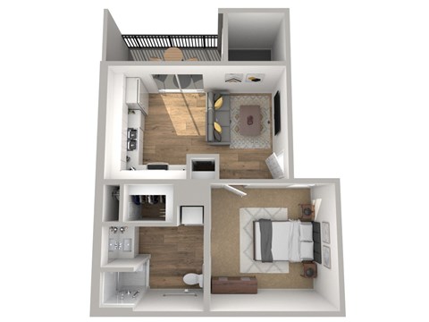 Floor plan for studio, 1 bath, 518 sqft